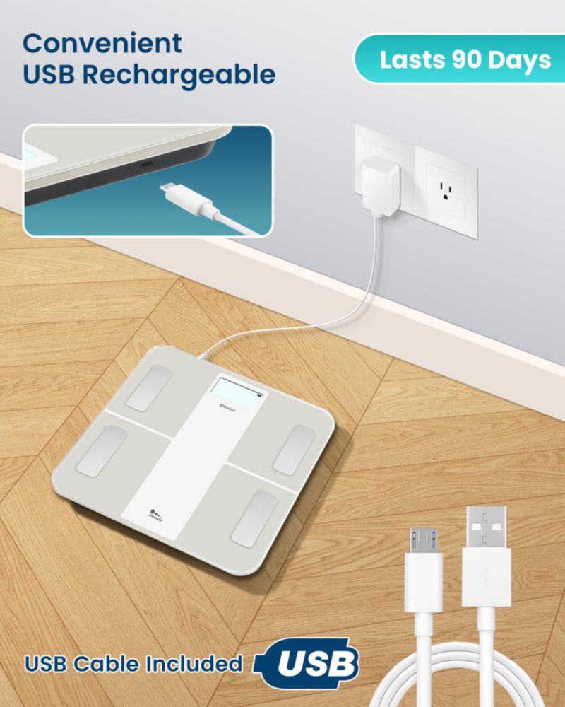 Báscula inteligente recargable por USB Himally para peso corporal