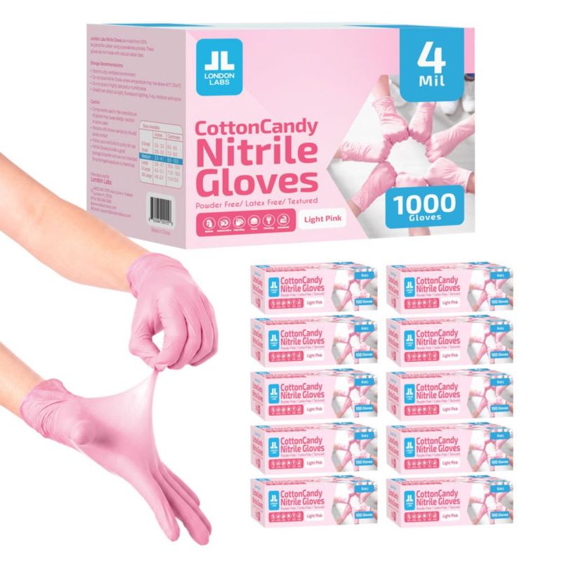 Guantes de nitrilo London Labs 4 mil rosa 1000 unidades