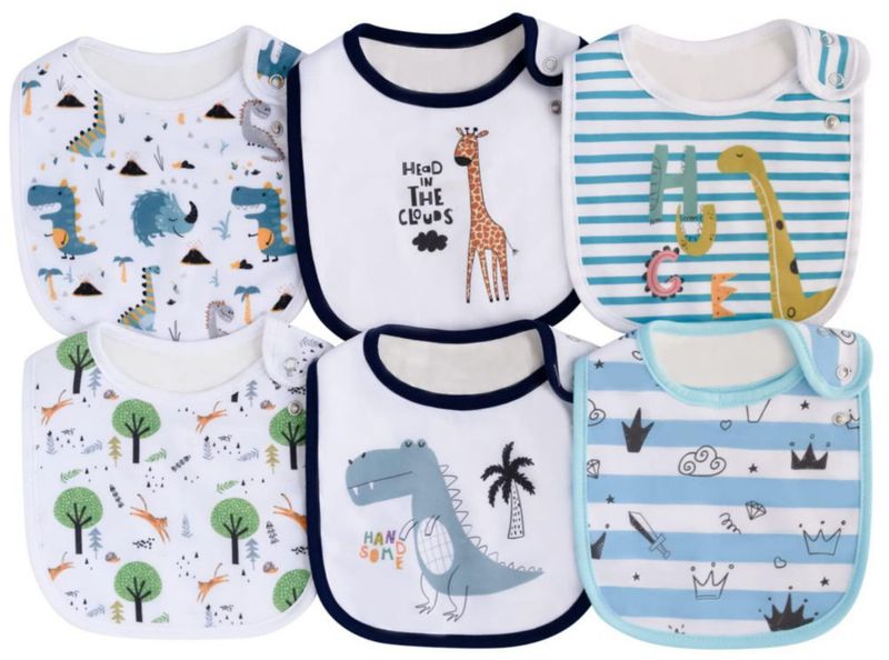 Baberos impermeables de algodón ajustables Maiwa - Pack de 6