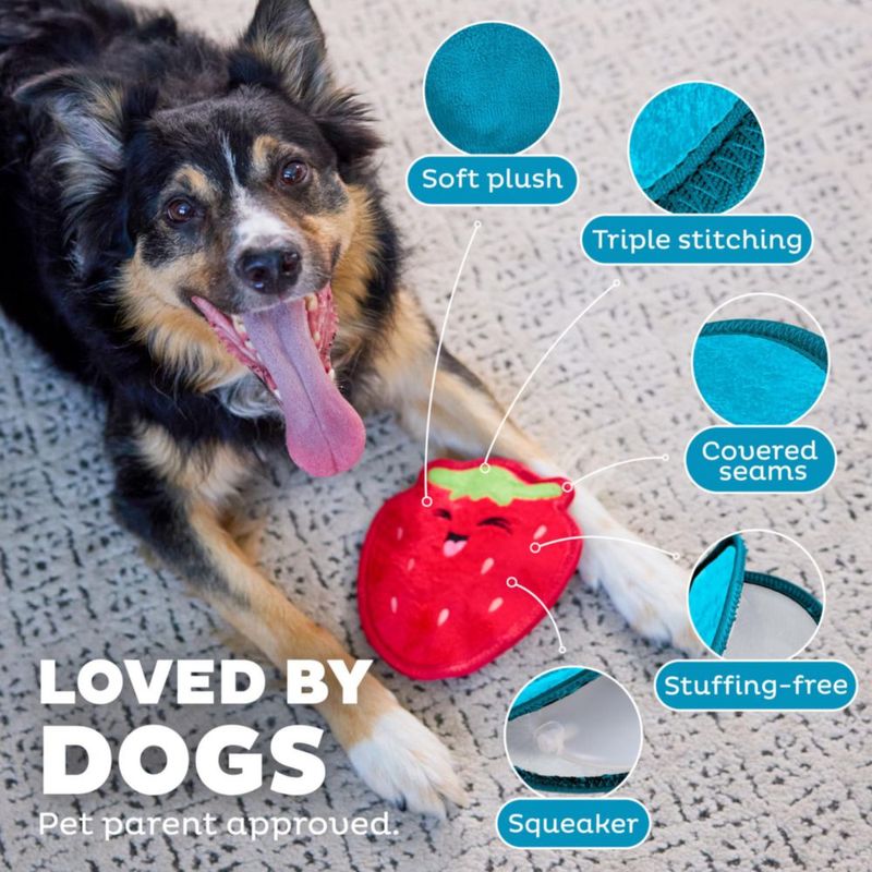 Juguete para perro Outward Hound Tough Skinz 20 cm diseño fresa con silbido