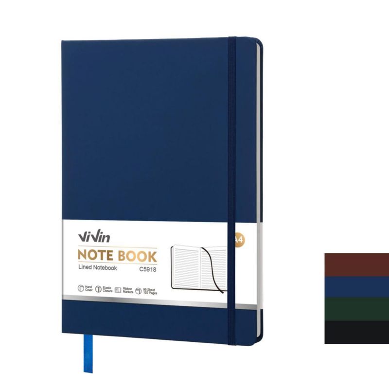 Cuaderno ViVin A4 192 págs Rayado con Tapa Dura de Cuero Vegano