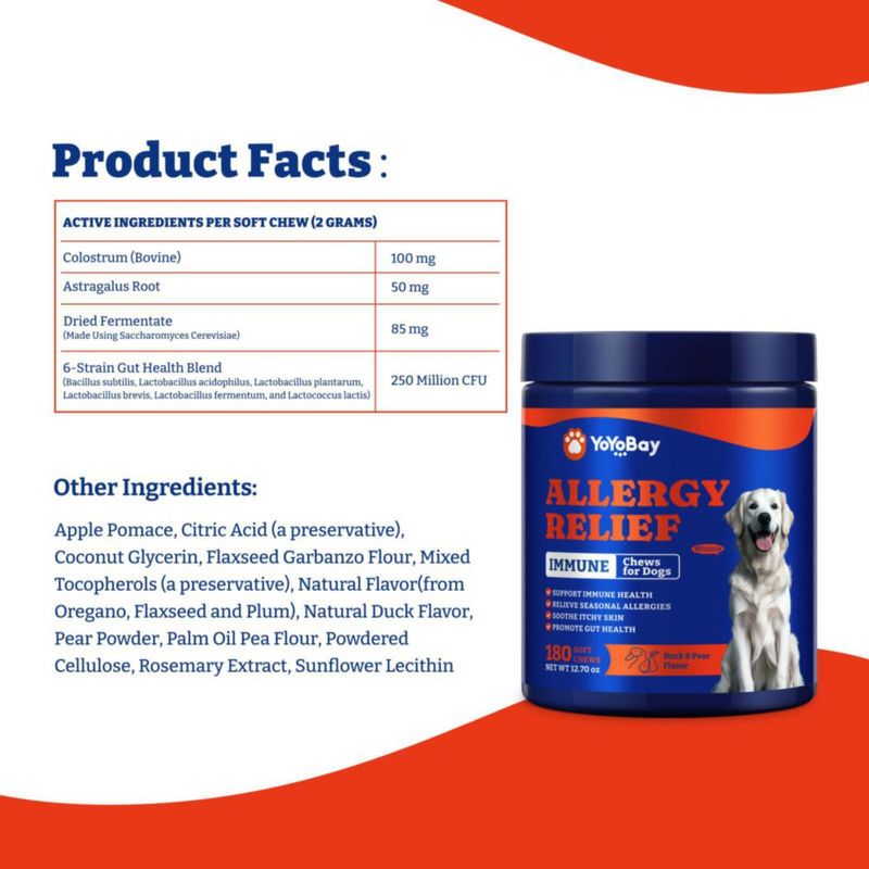 Masticables para Alergias en Perros YoYoBay 180 uds Sabor Pato y Pera