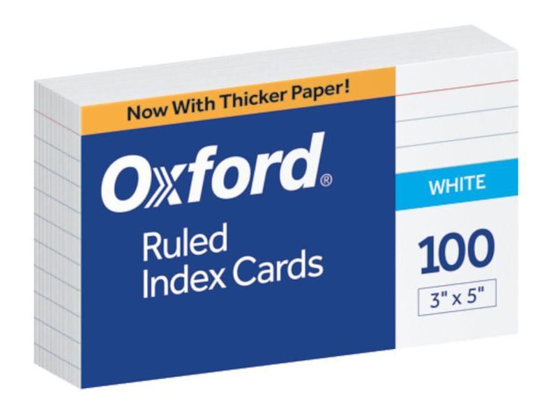 Tarjetas de índice Oxford 8 cm x 13 cm blancas 100 unidades