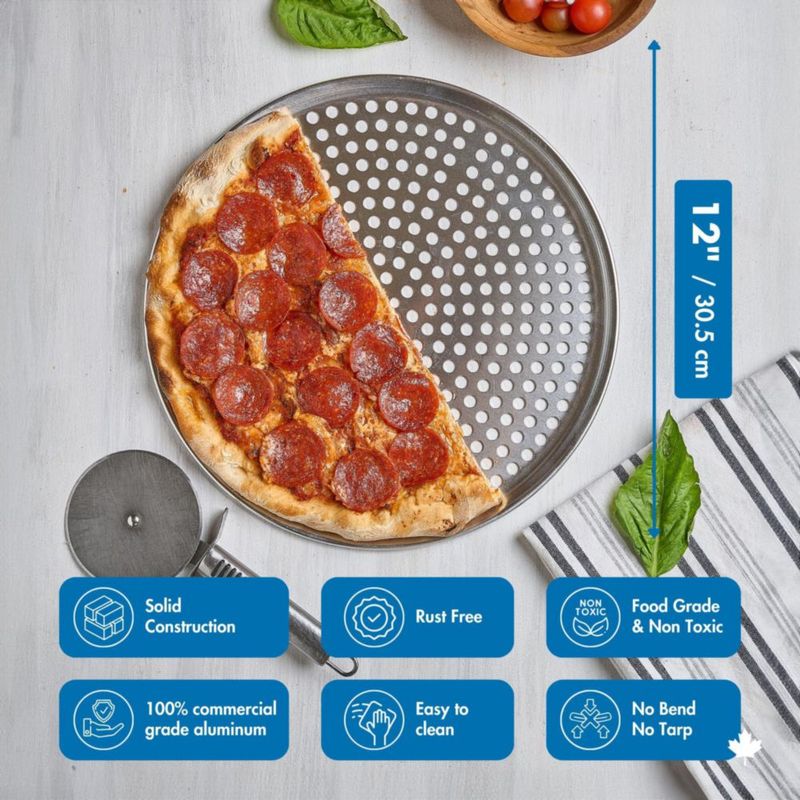 Bandeja para pizza Norjac 36 cm paquete de 2 aluminio perforado