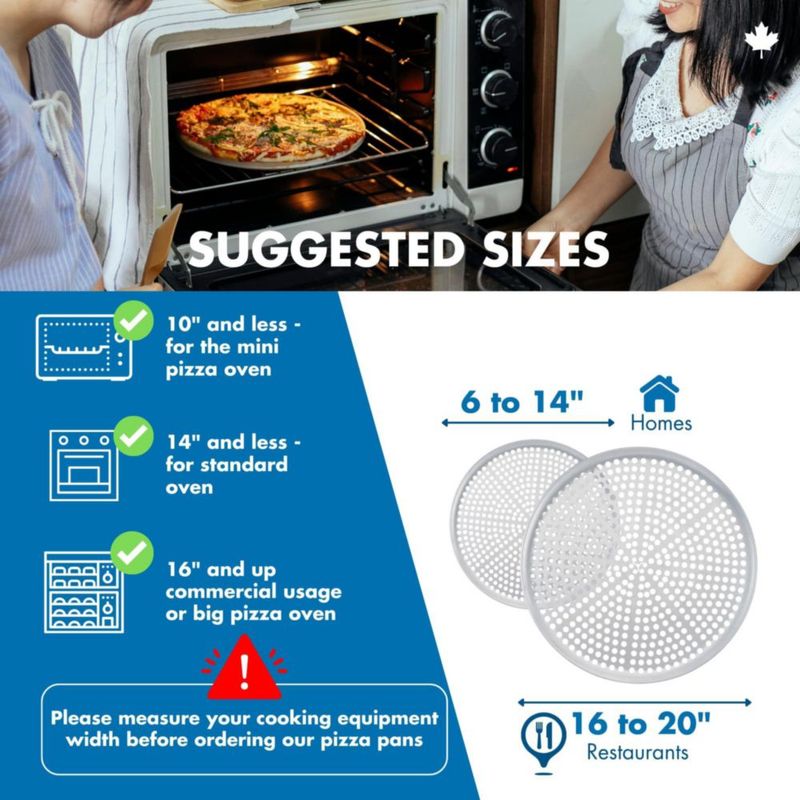 Bandeja para pizza Norjac 36 cm paquete de 2 aluminio perforado