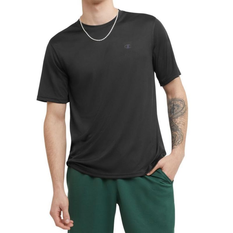 CAMISETA Champion para Hombre Talla M Negro con Tecnología de Absorción de Humedad