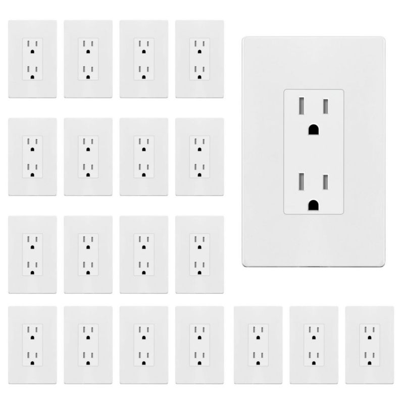 Enchufe eléctrico de pared ENERLITES 61502-TR-MWSID 15 A 125 V paquete de 20