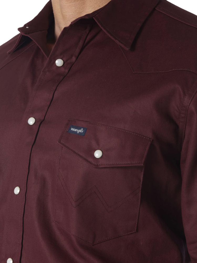 CAMISA Wrangler Corte Vaquero de Manga Larga Rojo Óxido Talla Grande