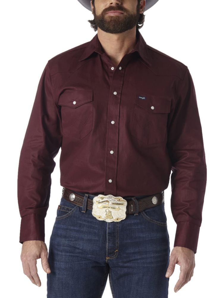 CAMISA Wrangler Corte Vaquero de Manga Larga Rojo Óxido Talla Grande