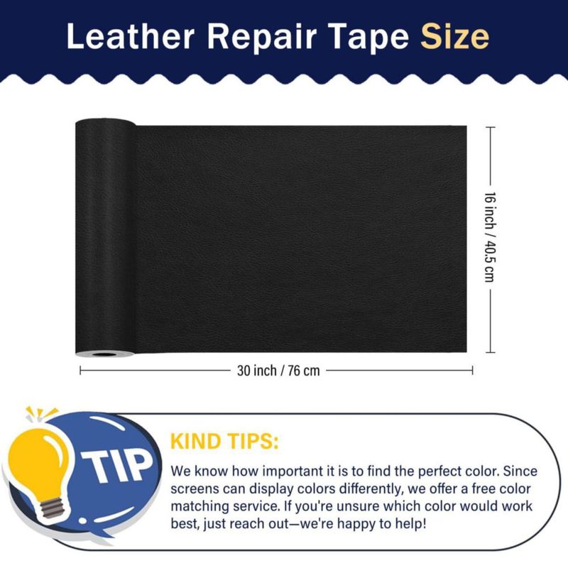 Cinta de reparación de cuero Zenyao 41 × 76 cm negra impermeable