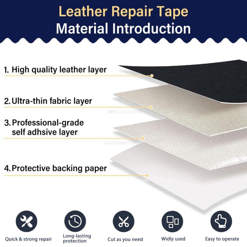 Cinta de reparación de cuero Zenyao 41 × 76 cm negra impermeable