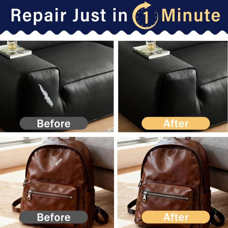 Cinta de reparación de cuero Zenyao 41 × 76 cm negra impermeable