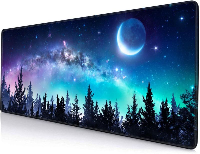 Alfombrilla para ratón SANWUMIAN 80 × 30 cm con bordes cosidos – Tema Galaxia
