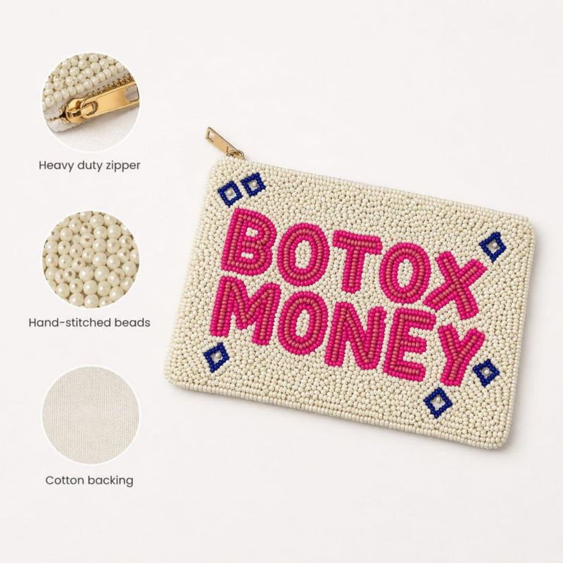 Monedero Pretty Robes Botox Money con cuentas marfil