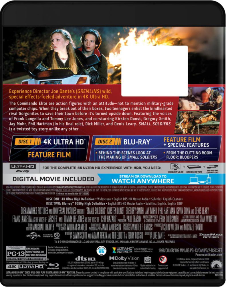 Película Paramount Small Soldiers 4K UHD + Blu-ray