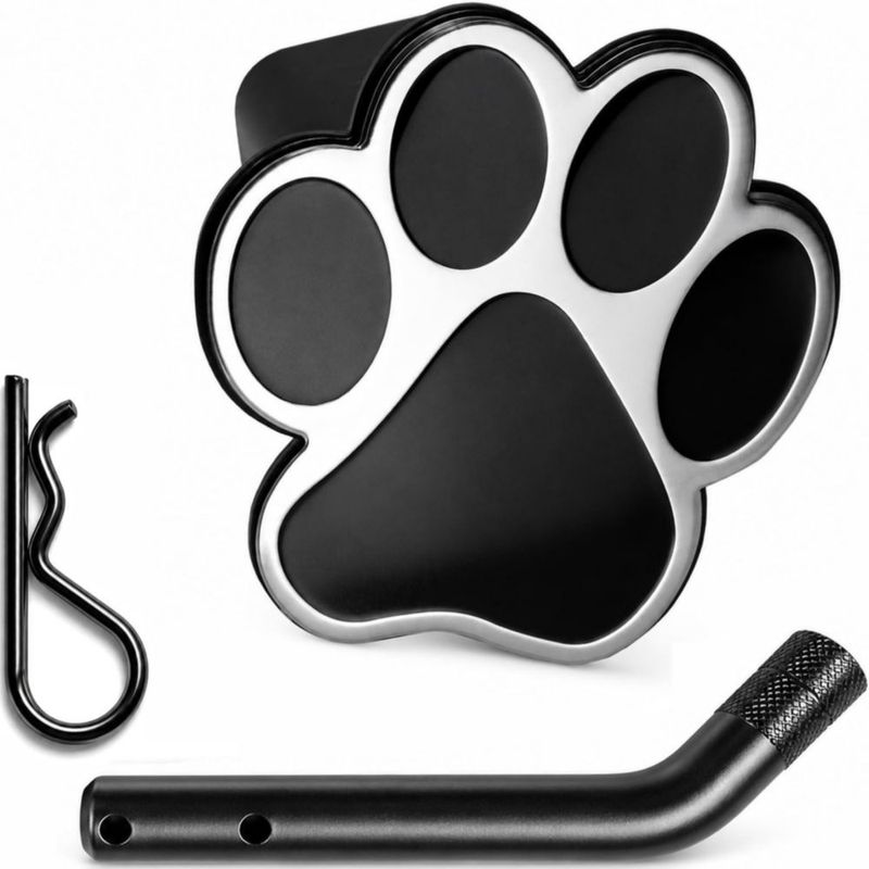 Cubierta para enganche LFPartS de 5 cm con huella de perro cromada