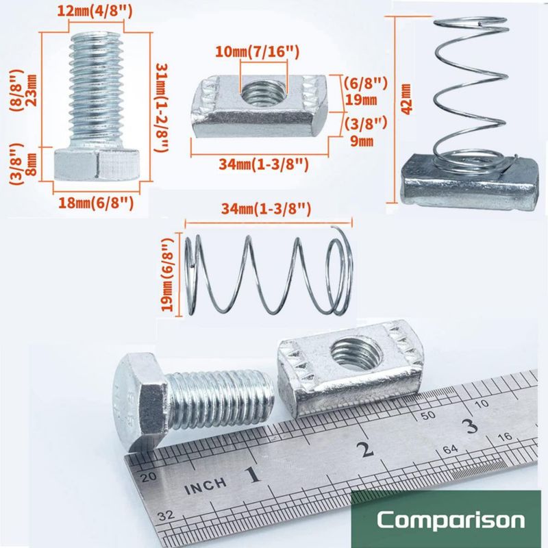 BOLTS Anmas Home Pack de 20 piezas 1/2" x 1" para canal de soporte