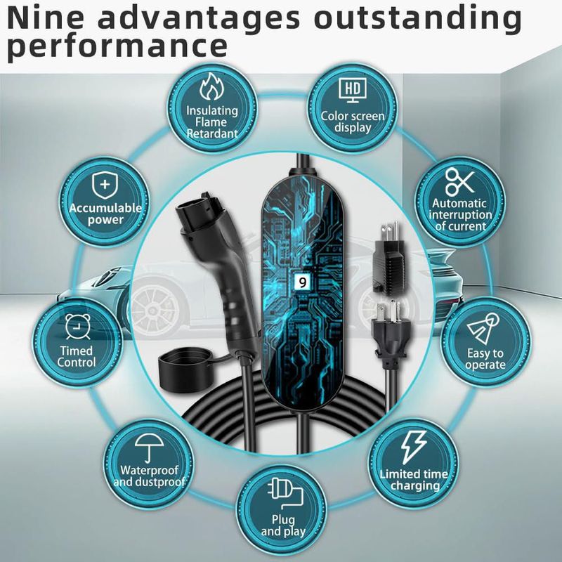 Cargador EV NIUNIUEV 8~16A 110~240V J1772 NEMA