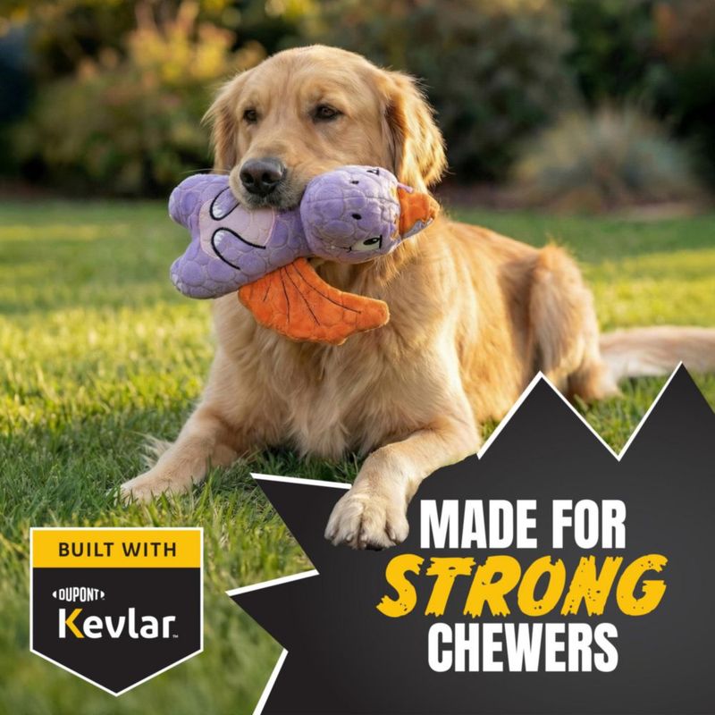 Juguete para Perro Bite Force Dino Morado con Silbato y Refuerzo de Kevlar
