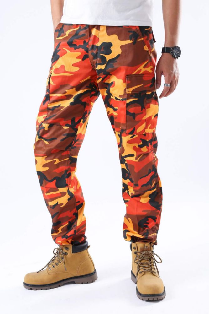 Pantalones Cargo BACKBONE Camuflaje de 6 Bolsillos con Cintura Ajustable