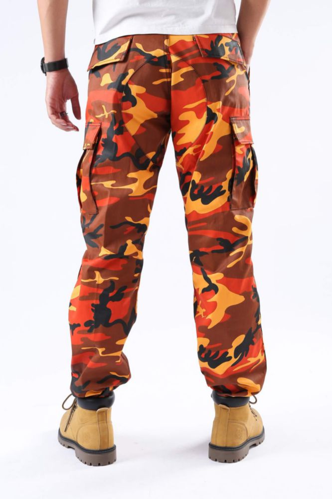 Pantalones Cargo BACKBONE Camuflaje de 6 Bolsillos con Cintura Ajustable