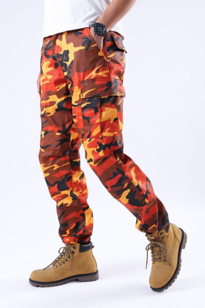 Pantalones Cargo BACKBONE Camuflaje de 6 Bolsillos con Cintura Ajustable