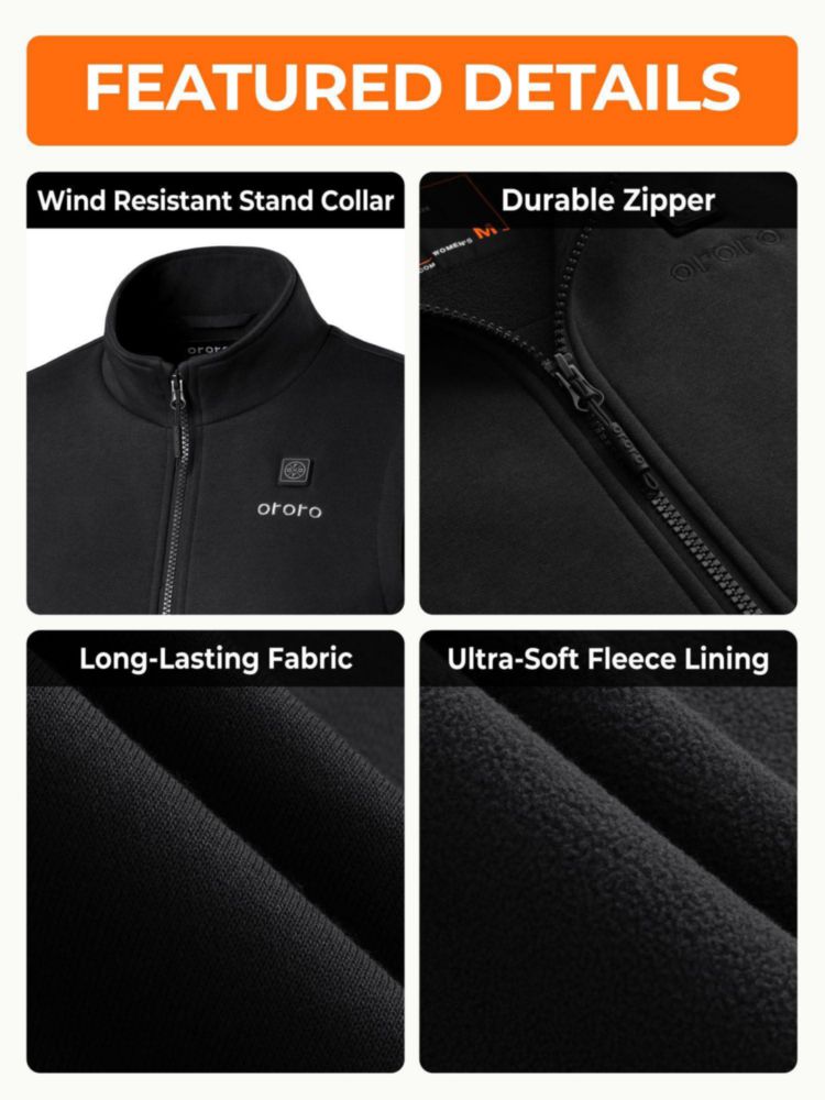 Chaleco Térmico ORORO 4 Zonas Forro Polar Negro Mujer - Talla M