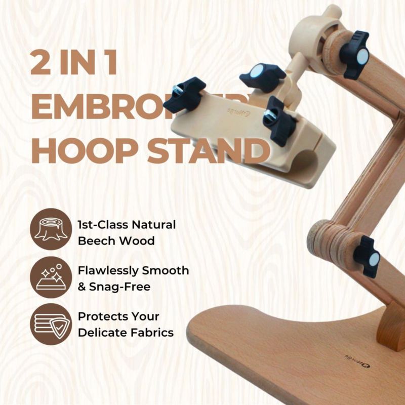 Bastidor de bordado Nurge 51 cm 2‑en‑1 con cabezal de presión