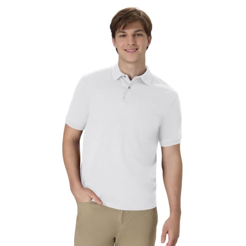 Polo Hanes blanco talla S pack de 2 con bolsillo