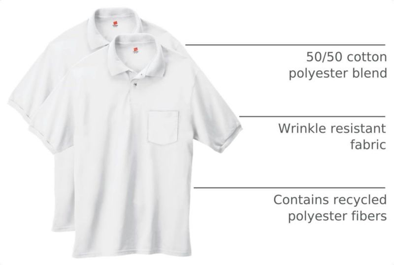 Polo Hanes blanco talla S pack de 2 con bolsillo