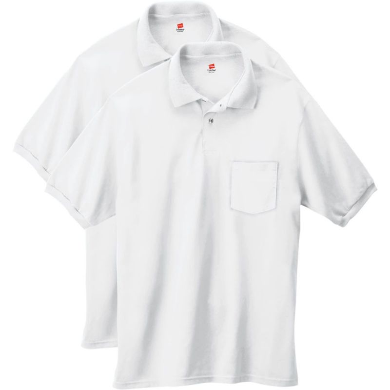 Polo Hanes blanco talla S pack de 2 con bolsillo