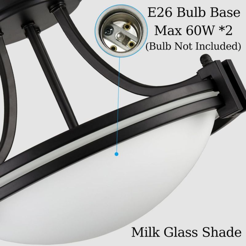 Lámpara de techo TEENYO 30 cm 2 luces negro mate 110 V