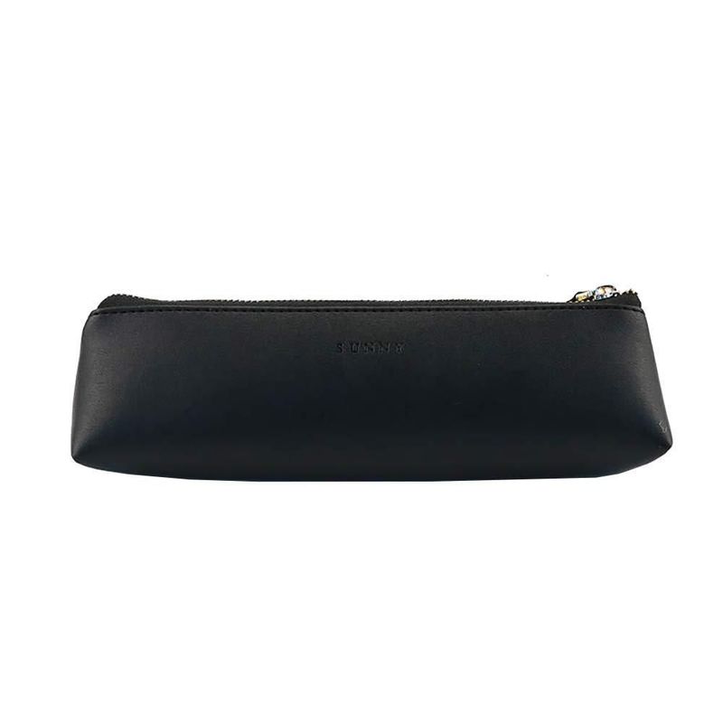 Estuche de lápices Doraking de cuero PU negro 20 cm
