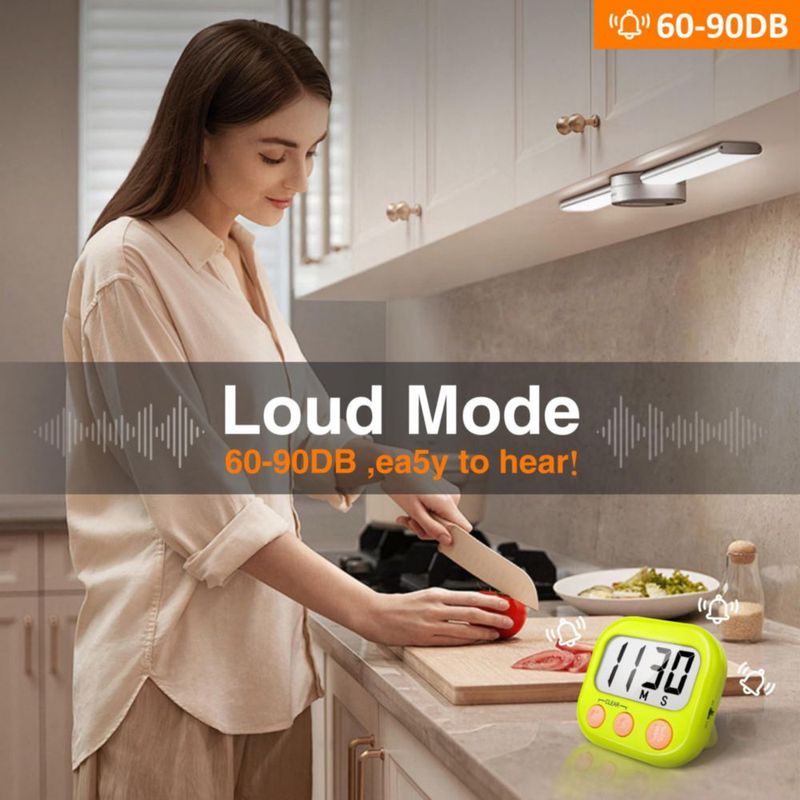 Temporizador digital de cocina verde AOUCE – paquete de 2