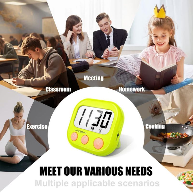 Temporizador digital de cocina verde AOUCE – paquete de 2