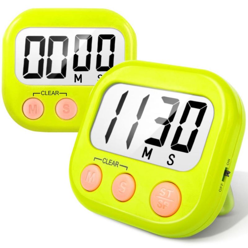 Temporizador digital de cocina verde AOUCE – paquete de 2