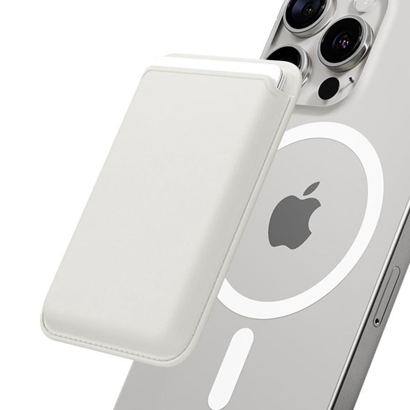 Billetera Sinjimoru MagSafe de Cuero Vegano Blanca