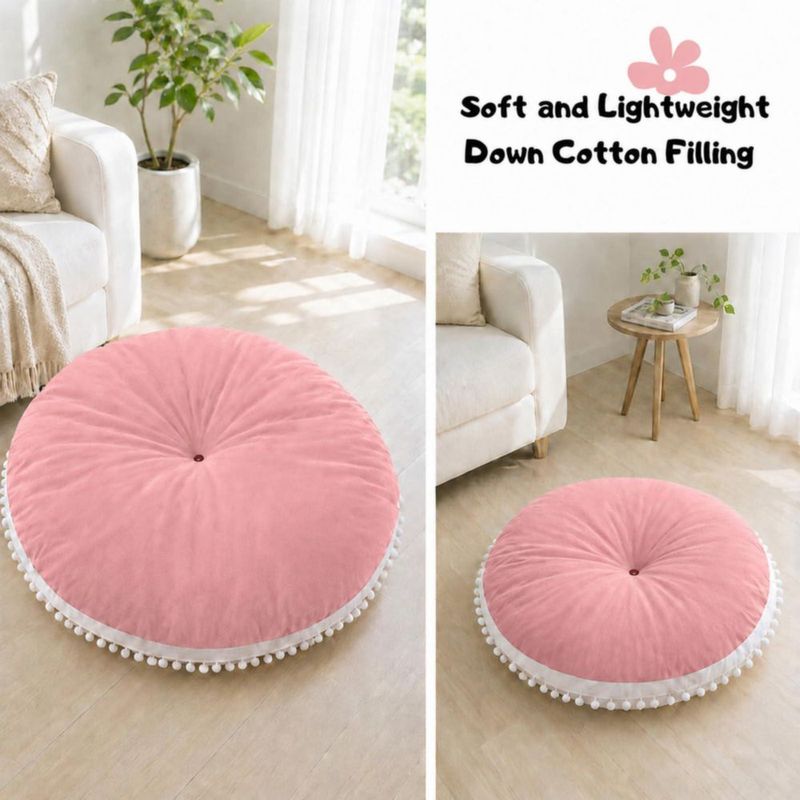Almohada de suelo Kishome 89 cm redonda rosa