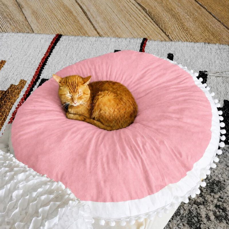 Almohada de suelo Kishome 89 cm redonda rosa