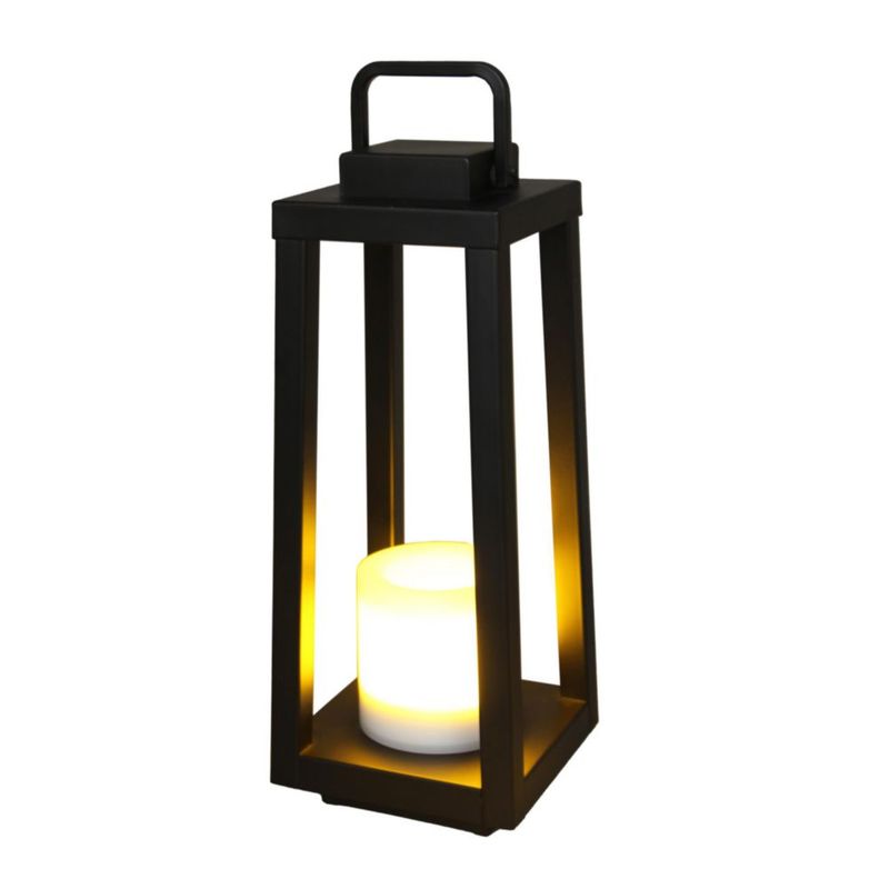 Lámpara Solar DANCYHOME 15 cm Negro de Metal con LED Parpadeante