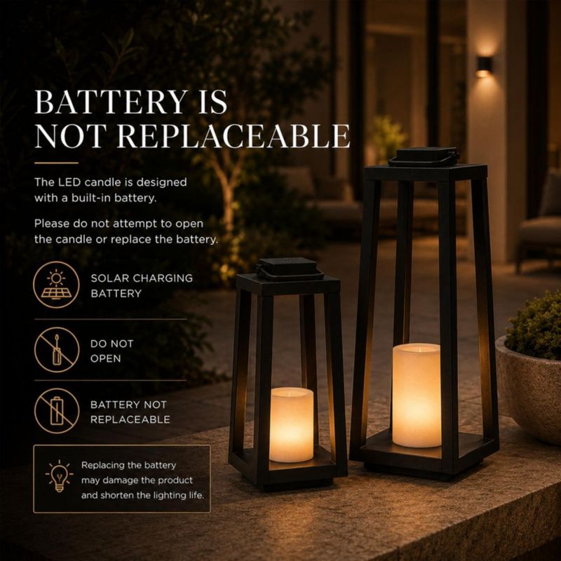 Lámpara Solar DANCYHOME 15 cm Negro de Metal con LED Parpadeante
