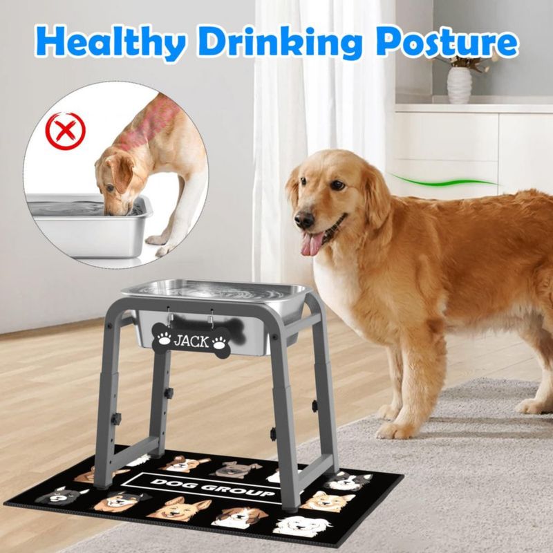 Cuenco para Perro ADENGL 45 L Ajustable 26‑38 cm Acero Inoxidable