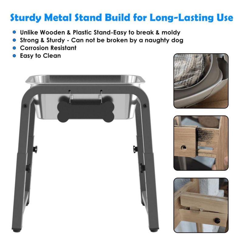 Cuenco para Perro ADENGL 45 L Ajustable 26‑38 cm Acero Inoxidable