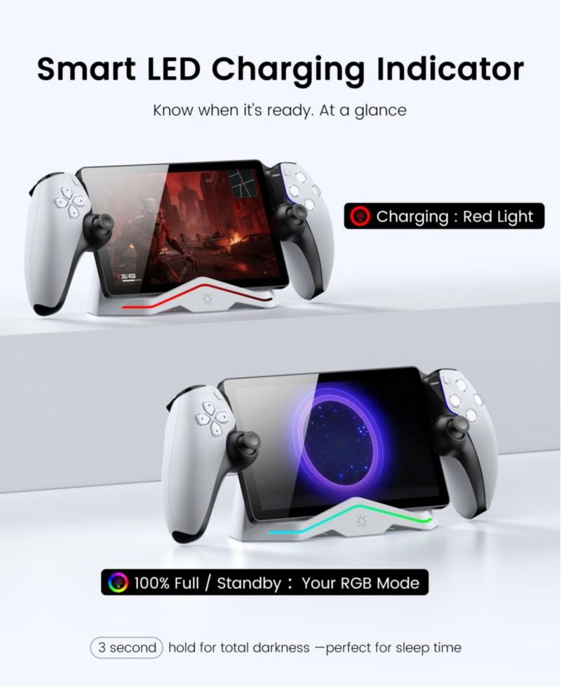 Cargador PS Portal DINOSTRIKE GS RGB USB‑C Pack de 2