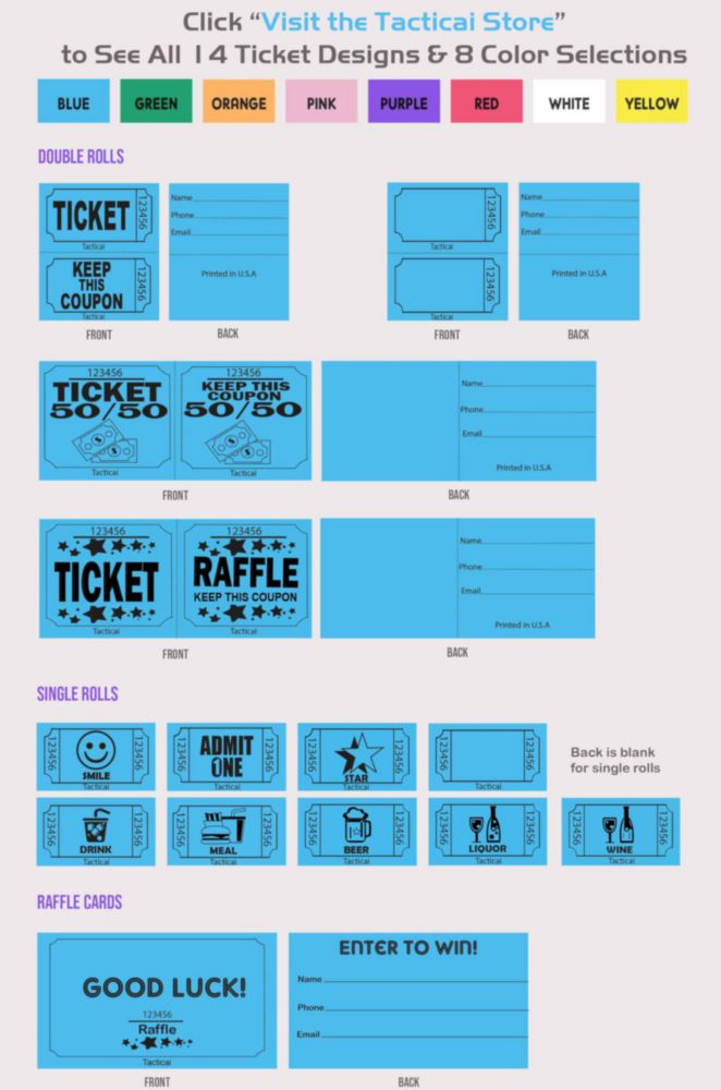 Boletos de rifa Tacticai 500 rollo doble azul