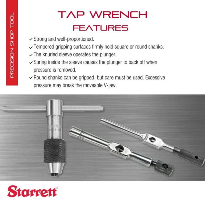 Llave de roscar Starrett 30 cm 5/32‑3/8" de eje cuadrado