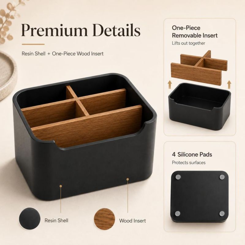 Caddy SZYRL Soporte para Mandos a Distancia y Organizador de Escritorio Negro