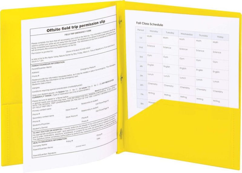 Carpeta plástica SMEAD de 2 bolsillos amarilla – paquete de 6