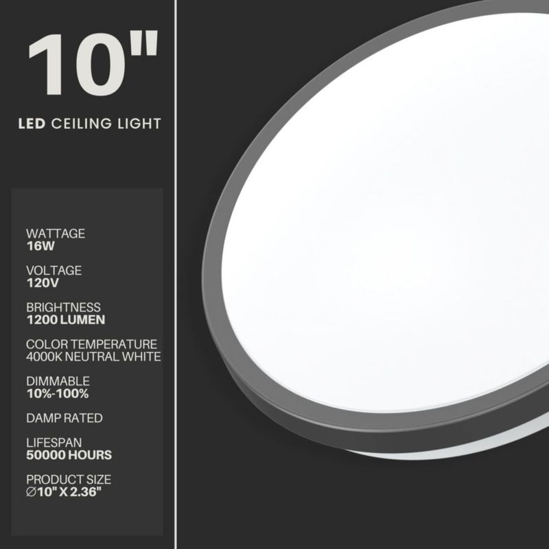 Lámpara de techo DYMOND 25 cm LED regulable 4000 K negro mate