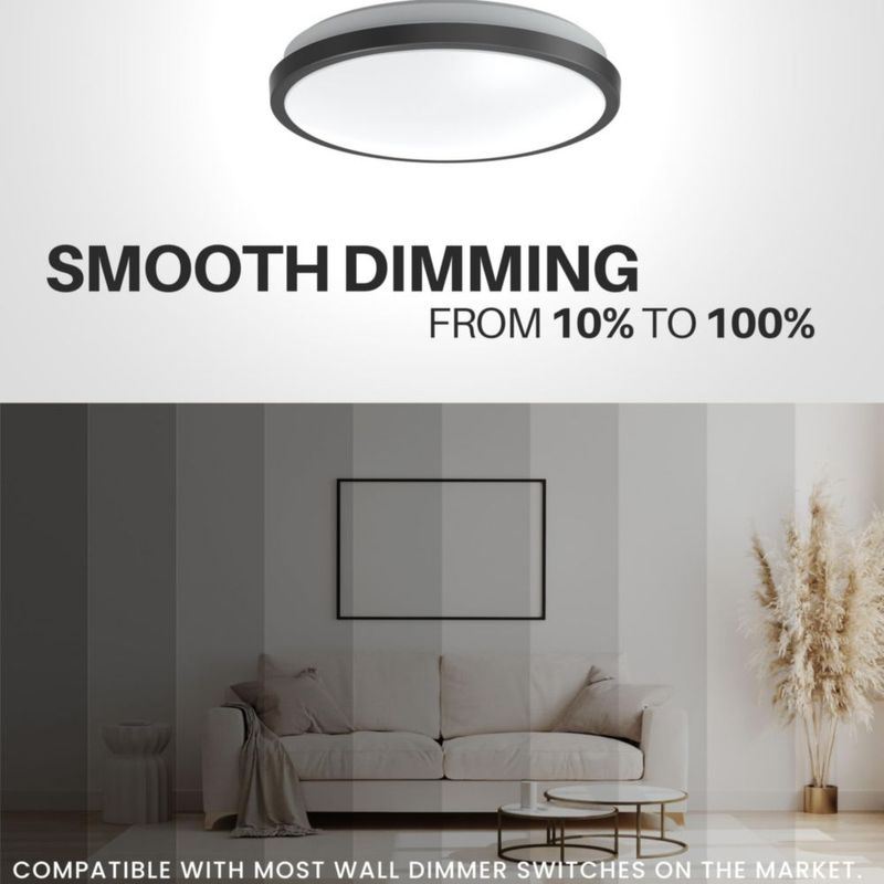 Lámpara de techo DYMOND 25 cm LED regulable 4000 K negro mate